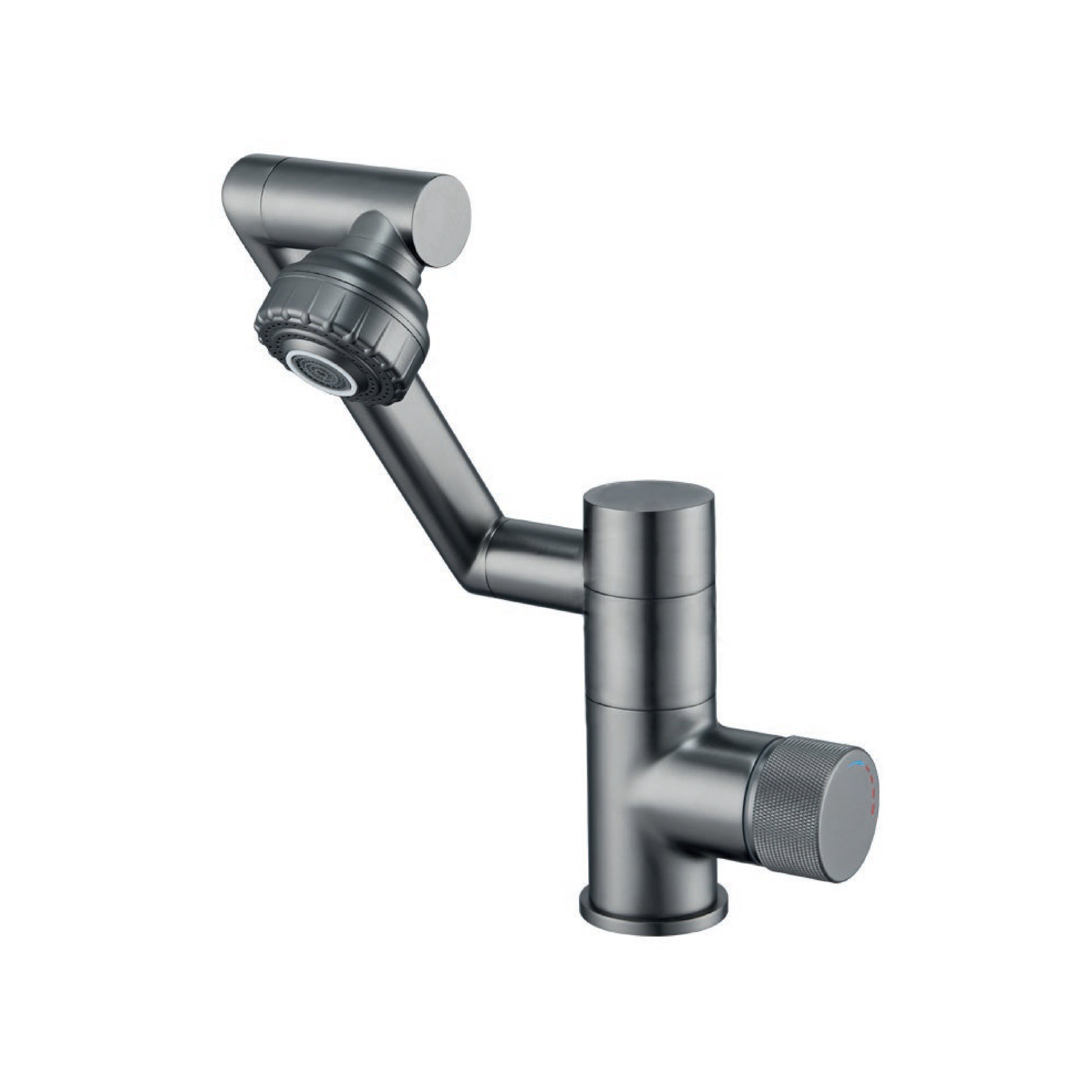 Mezcladora Monoc. P/Lavatorio al Mueble rotación de 360° C/2 Funciones SUS 304 Gun Grey - Fratelli Premium